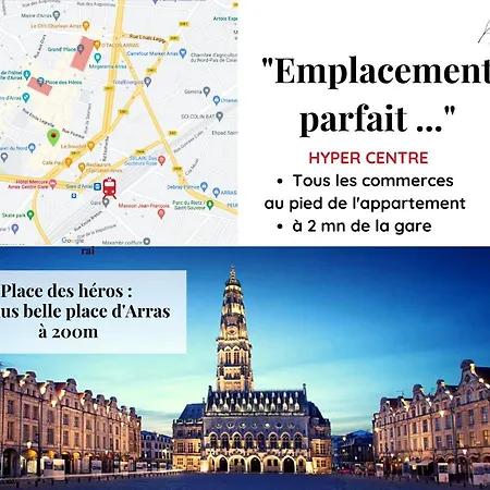 Apartamento Le 9 De Coeur - Hyper Centre - 6 Voyageurs- Spacieux 75m2 - 2ch Arras